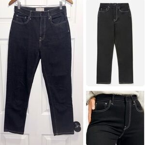 Everlane The Cheeky Jeans Black Contrast Stitching Straight Leg Size 27 Regular
